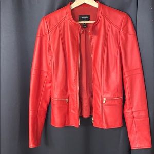 Danier leather red moto jacket